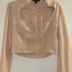 Forever 21 tie around the neck cream crop top